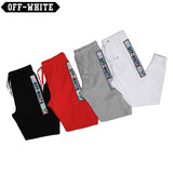 Off White Winter Pants Reflective Embroidery Craft Foot Color Block Embroidery Casual Trousers