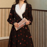 Vintage Strawberry Embroidered Sequins Dress Swing dress