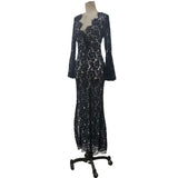 Women Lace Wedding Dress Summer Dress Sexy V-neck Backless Batwing Sleeve Dress for Women
