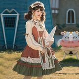Gothic Lolita Harajuku Style Clothing Lolita Small Skirt JSK Japanese Pastoral Style Splicing Light Lolita Dress