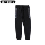 Off White Winter Pants Reflective Embroidery Craft Foot Color Block Embroidery Casual Trousers