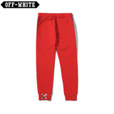 Off White Winter Pants Reflective Embroidery Craft Foot Color Block Embroidery Casual Trousers