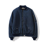Shark Print Coat Denim Washed Cloth Baseball Cotton Coat Jacket Autumn and Winter Teenagers Men and Women