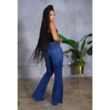 Women Distressed Denim Jeans Ripped Jean Ripped Worn Jeans Bell-Bottom Pants
