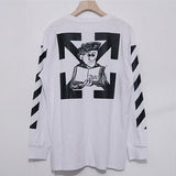 Off White Sweater Arrow Print Male and Female Large Size Tshirt Owt Loose Long Sleeve