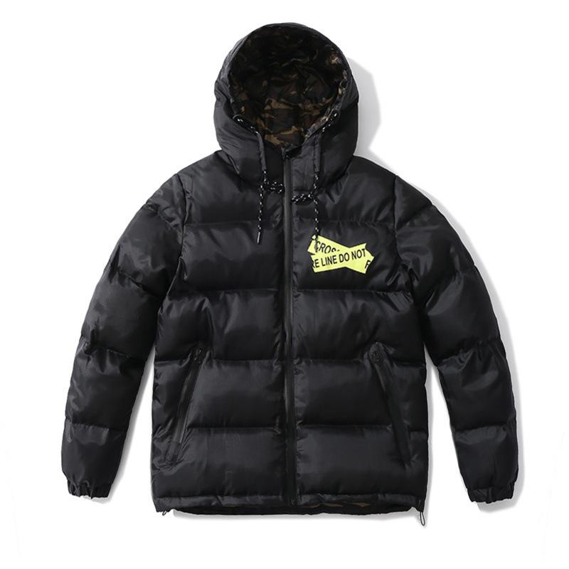 Off White Jacket Printed Men's Winter Warm Thickened Owt CottonPadded Coat Casual Fashionable