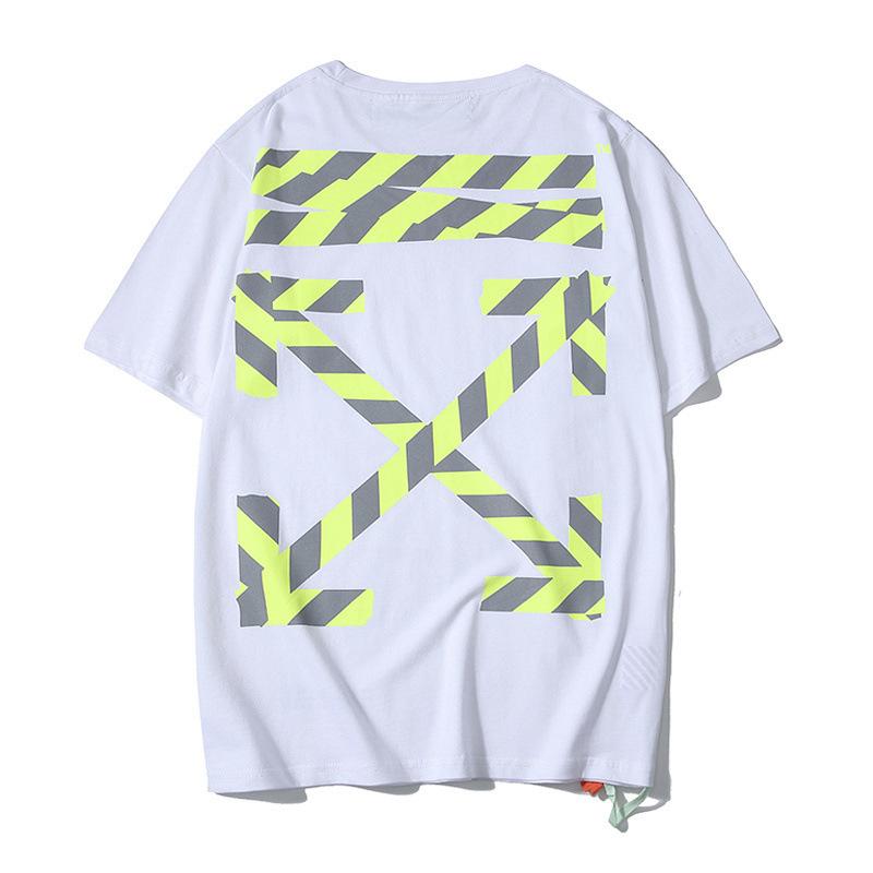Off White T shirt Reflective Stripe Round Neck Arrow Tshirt Men's Clothing Owt Short Sleeve Casual Fashion
