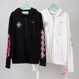 Off White Hoodie Spring and Autumn Unisex Digital Printing Arrow Cardigan Zipper Coat Sweatshirt Owt