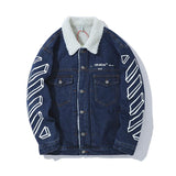 Off White Jacket Denim Jacket Men and Women Warm Padded Casual Men's Clothing Owt Jacket Plus Size