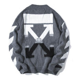 Off White Sweater Autumn and Winter Round Neck Pullover Sweater Men's Sweater Owt Base
