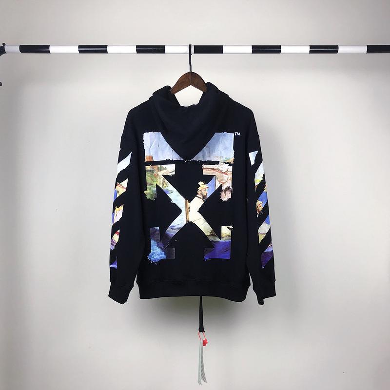 Off White Hoodie Spring and Autumn Retro Sports Men's Sweater Owt