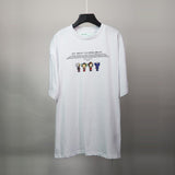 Off White T Shirt Printed Round Neck Short Sleeve Summer Casual Men Owt  Loose