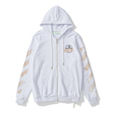 Off White Hoodie Autumn and Winter Cardigan Zipper Printing Coat Sweatshirt Women Owt