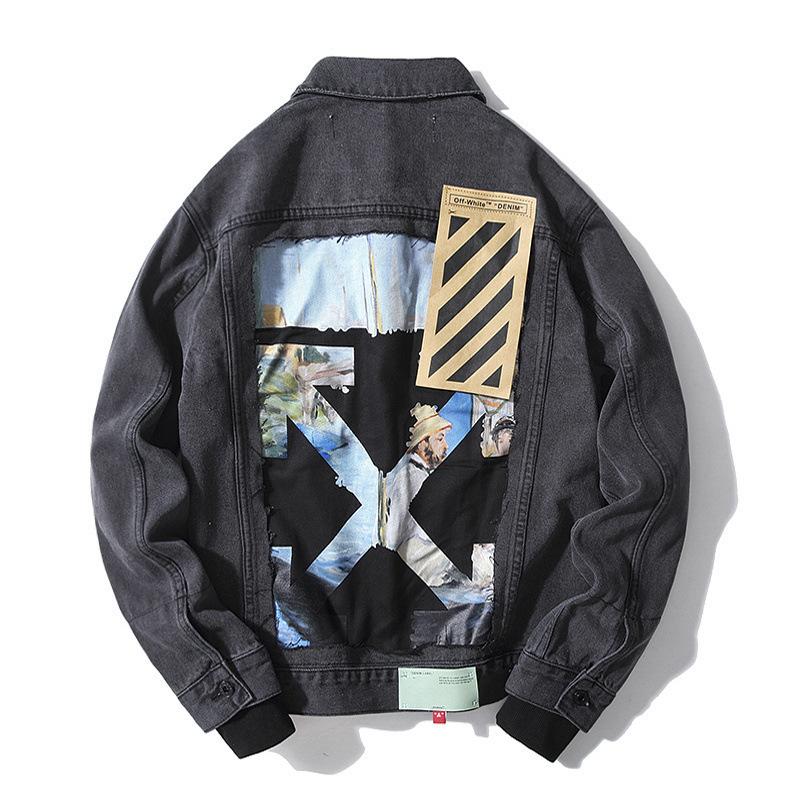 Off White Casual Jacket Arrow Denim Casual Coat Men Loose Owt
