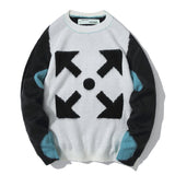 Off White Sweater Autumn Casual Fashionable Winter Arrow Print Round Neck Bottoming Shirt Knitted Sweater Owt