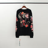 off white Sweatshirt Autumn Winter Ow Floral Arrow Print Round Neck Long Sleeve Sweater Casual Men's Clothing Owt