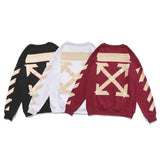 off white Sweatshirt Autumn and Winter Arrow Printed Crew Neck Sweatshirt Women's Bottoming Shirt Owt