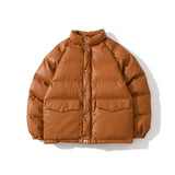 BAPE Varsity Jacket Classic Brown Leather Cotton-Padded Top Loose Casual