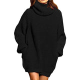 Sweater Dress Outfit With Tights 2 Pieces Set Autumn and Winter Fashion Long Sleeve Turtleneck Pocket Mid-Length Dress Sweater Women