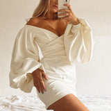 Women Summer Dresses Mini Dress Autumn Winter Sexy Women's Solid Color Short Skirt Dress