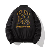 New York NYC Varsity Jacket Couple Baseball Uniform Sequined Embroidered Coat