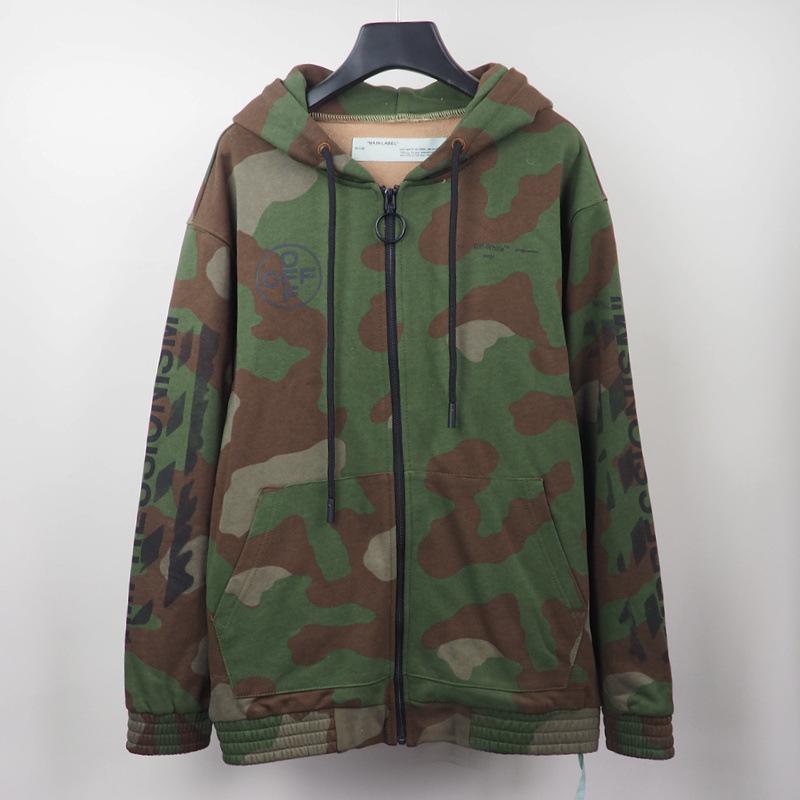 Off White Hoodie Black Arrow Print Cardigan Zipper Coat Owt Hoodie