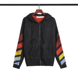 Off White Sweater Men's Women's OW Color Arrow Coat Sweater Owt Cardigan Zipper Hooded