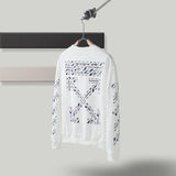 off white Sweatshirt Unisex OW Warning Line Arrow Pullover Sweater Sweatshirts Owt