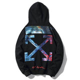 Off White Hoodie Graffiti Arrow Print Pullover Hooded Sweater Large Size Casual Fashionable Owt