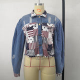 Women Plus Size Denim Coats Stitching Short Denim Fashionable Jacket Women
