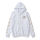 Off White Hoodie Autumn and Winter Cardigan Zipper Printing Coat Sweatshirt Women Owt