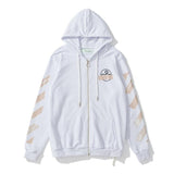 Off White Hoodie Autumn Winter Cardigan Zipper Arrow Print Coat Sweatshirt Men Women Owt