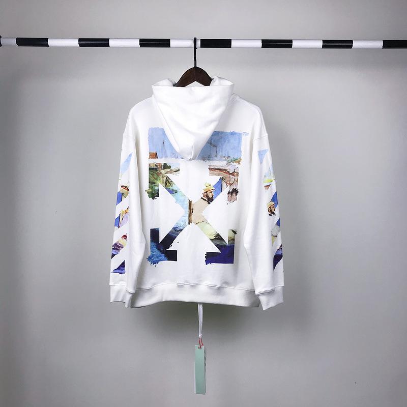 Off White Hoodie Spring and Autumn Retro Sports Men's Sweater Owt