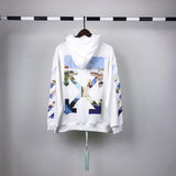Off White Hoodie Spring and Autumn Retro Sports Men's Sweater Owt
