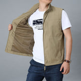 Mens Golf Vest Sports Slim Jacket Men's Sport Leisure Vest Outdoor Sports Multi-Pocket Vest Spring and Autumn Breathable
