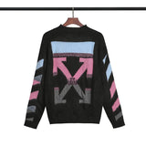 Off White Sweater Autumn and Winter Ow Gradient Arrow Wool Sweater Loose Sweater Owt