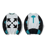 Off White Sweater Autumn Casual Fashionable Winter Arrow Print Round Neck Bottoming Shirt Knitted Sweater Owt