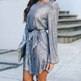 Work Dresses for Girls Women's Amazon Autumn Lantern Sleeve round Neck Dress for Women