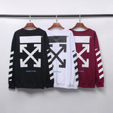off white Sweatshirt Autumn Winter European and American Arrow round Neck Sweater Large Size Retro Sports Clothing Owt