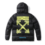 Off White Jacket Printed Men's Winter Warm Thickened Owt CottonPadded Coat Casual Fashionable