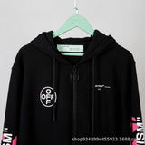 Off White Hoodie Spring and Autumn Unisex Digital Printing Arrow Cardigan Zipper Coat Sweatshirt Owt