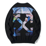 off white Sweatshirt Ow Monet Oil Painting Arrow Men's Clothing Owt Knitted Sweater Arrow Wool Sweater