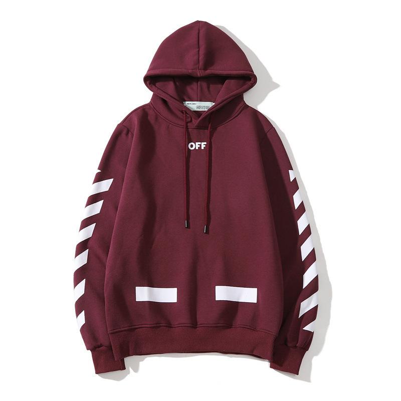 Off White Hoodie Autumn and Winter Fleece Hoodie Unisex Printed Casual Sweatshirt Owt
