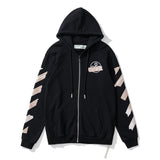Off White Hoodie Autumn Winter Cardigan Zipper Arrow Print Coat Sweatshirt Men Women Owt