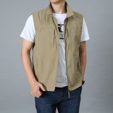 Mens Golf Vest Sports Slim Jacket Men's Sport Leisure Vest Outdoor Sports Multi-Pocket Vest Spring and Autumn Breathable