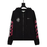 Off White Hoodie Ow Graffiti Arrow Zipper Hooded Jacket for Unisex Owt