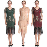The Great Gatsby Dresses Vintage Mesh Short Sleeve Sequined Dress