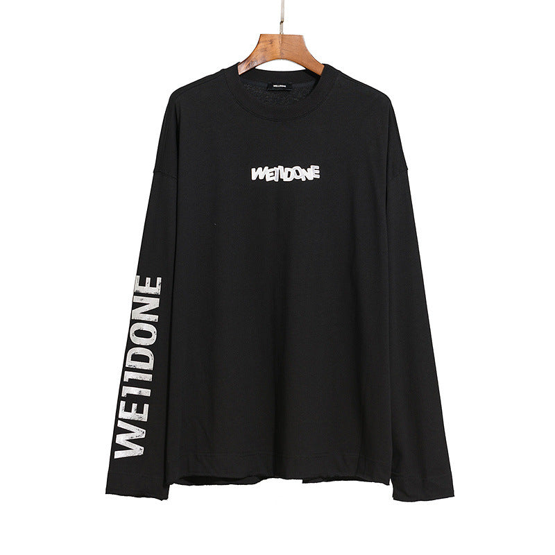 We11done Long Sleeve Shirt Printed All-Matching Men's and Women's round Neck Long Sleeve