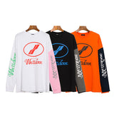 We11done Long Sleeve Shirt Autumn Color Matching Letter Printed round Neck Long Sleeve