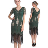 The Great Gatsby Dresses Vintage Mesh Short Sleeve Sequined Dress